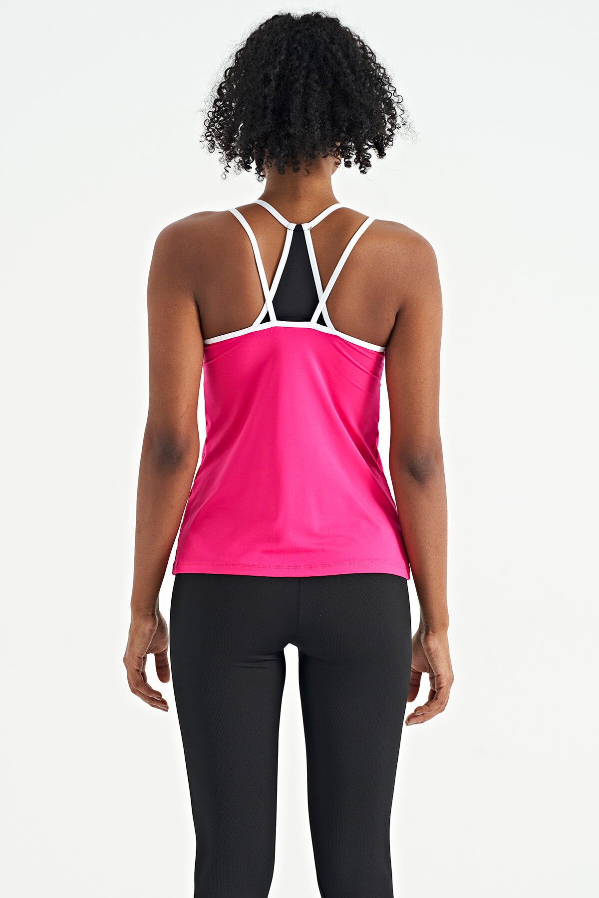 Fuşya Çift Askılı Sırt Detaylı Standart Kalıp Kadın Spor Atlet - 97258