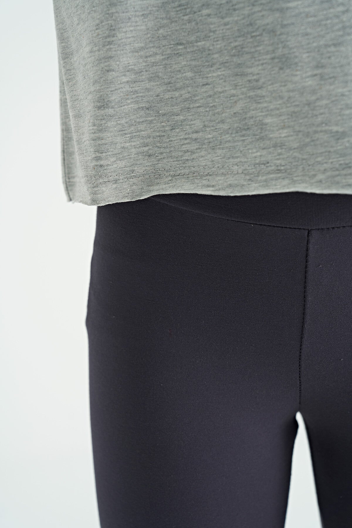 Gri Melanj - Antrasit Yazı Baskılı Oversize Kız Çocuk Crop Tayt Takım - 75133