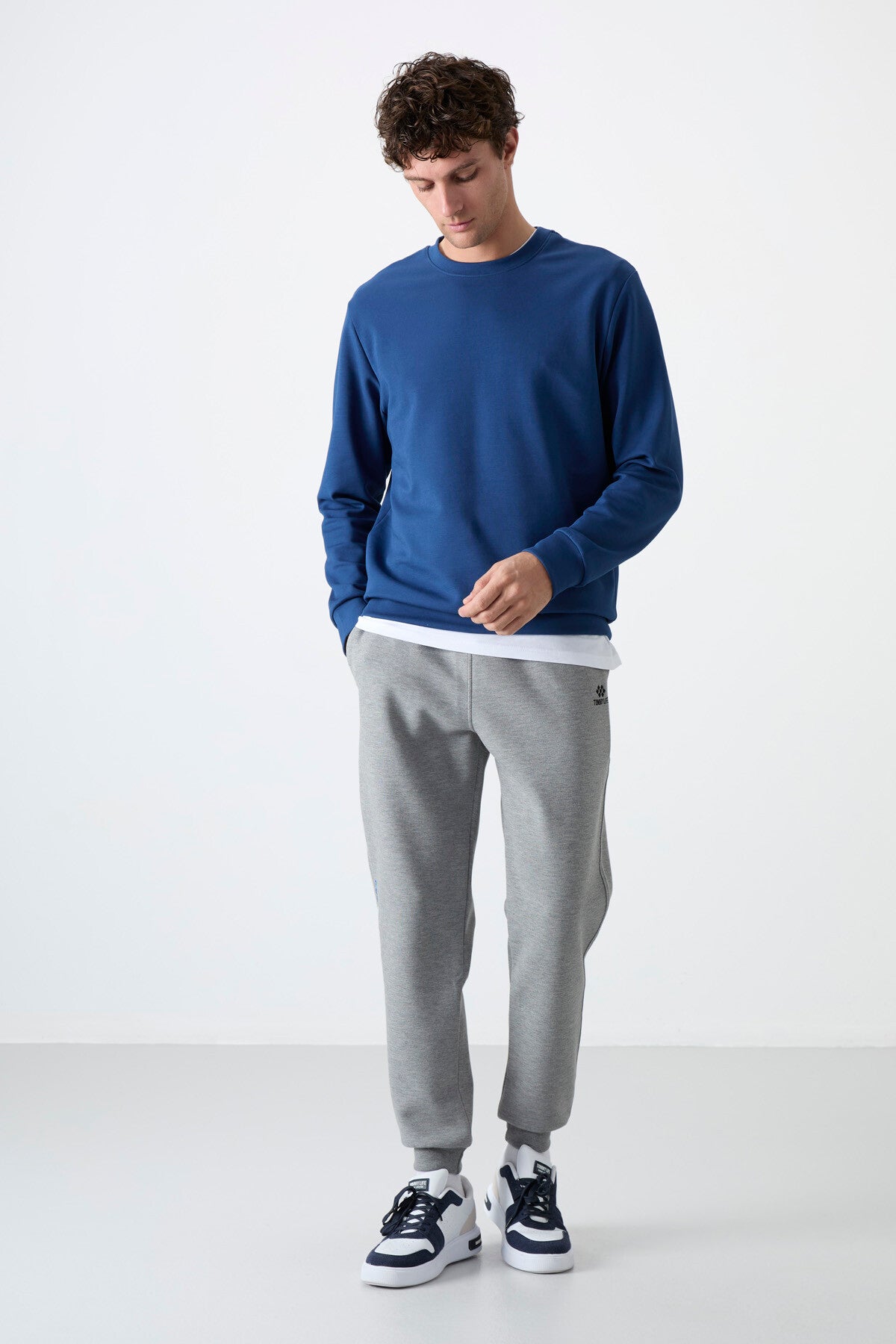 Gri Melanj Bağcıklı Dar Paça Erkek Eşofman Alt - 84999