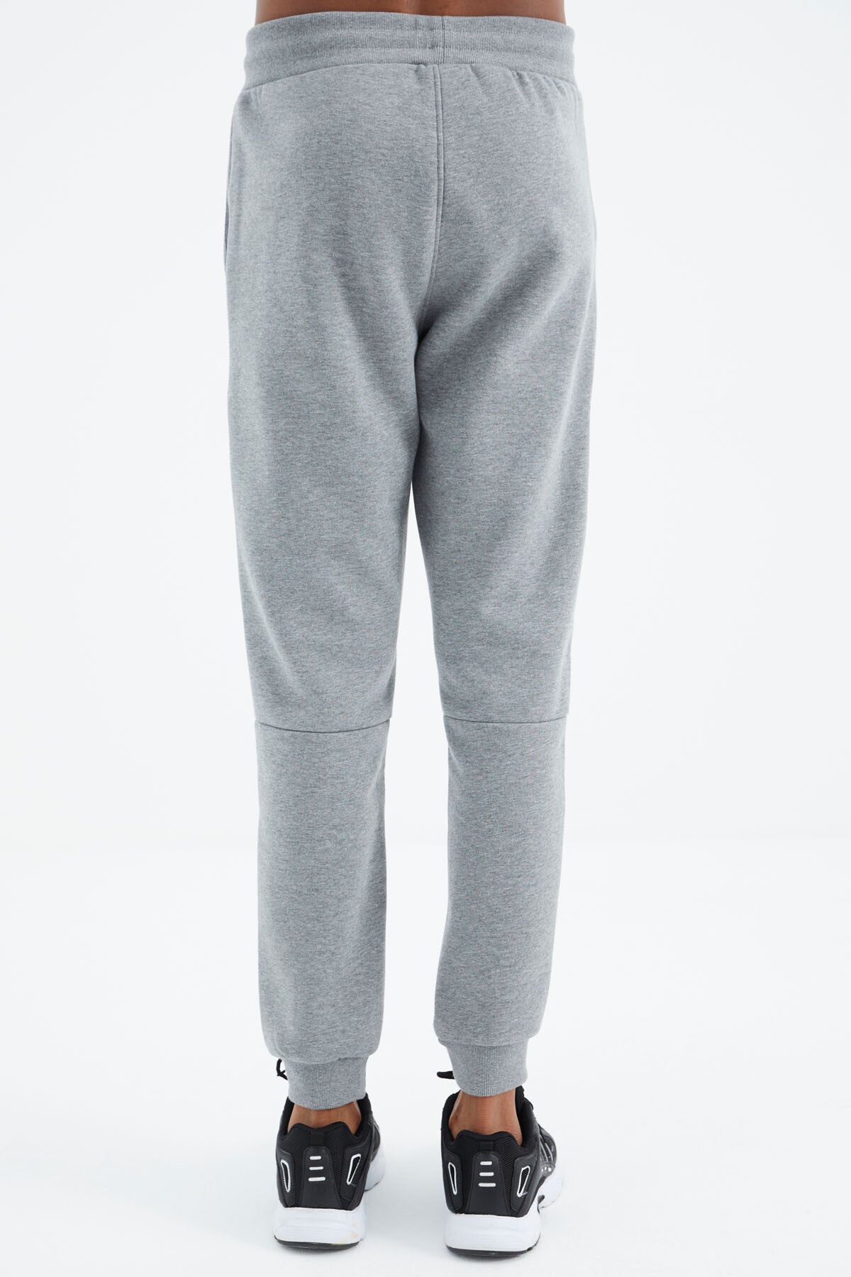 Gri Melanj Bağcıklı Şerit Detaylı Rahat Kalıp Erkek Eşofman Alt - 82106