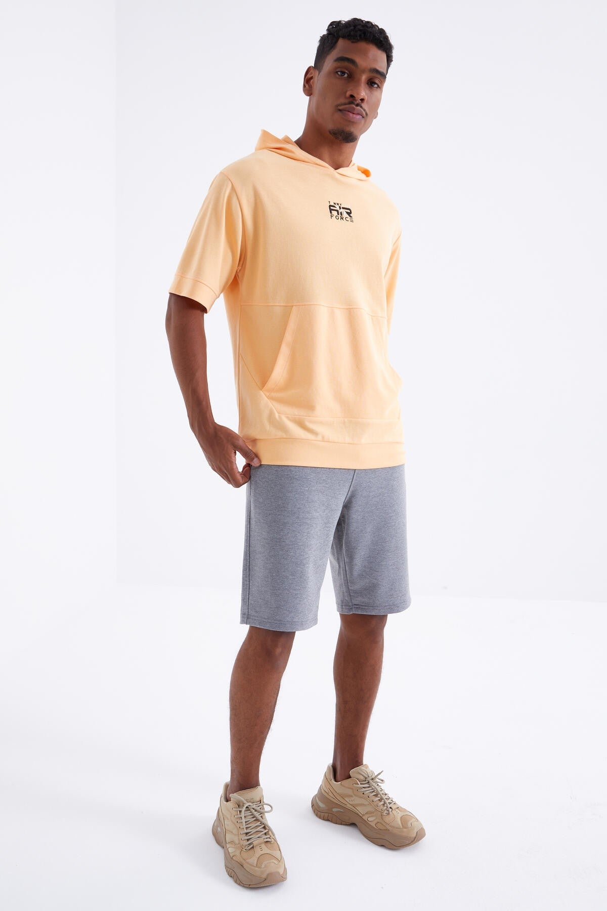 Gri Melanj Bağcıklı Standart Kalıp Basic Erkek Şort - 81212