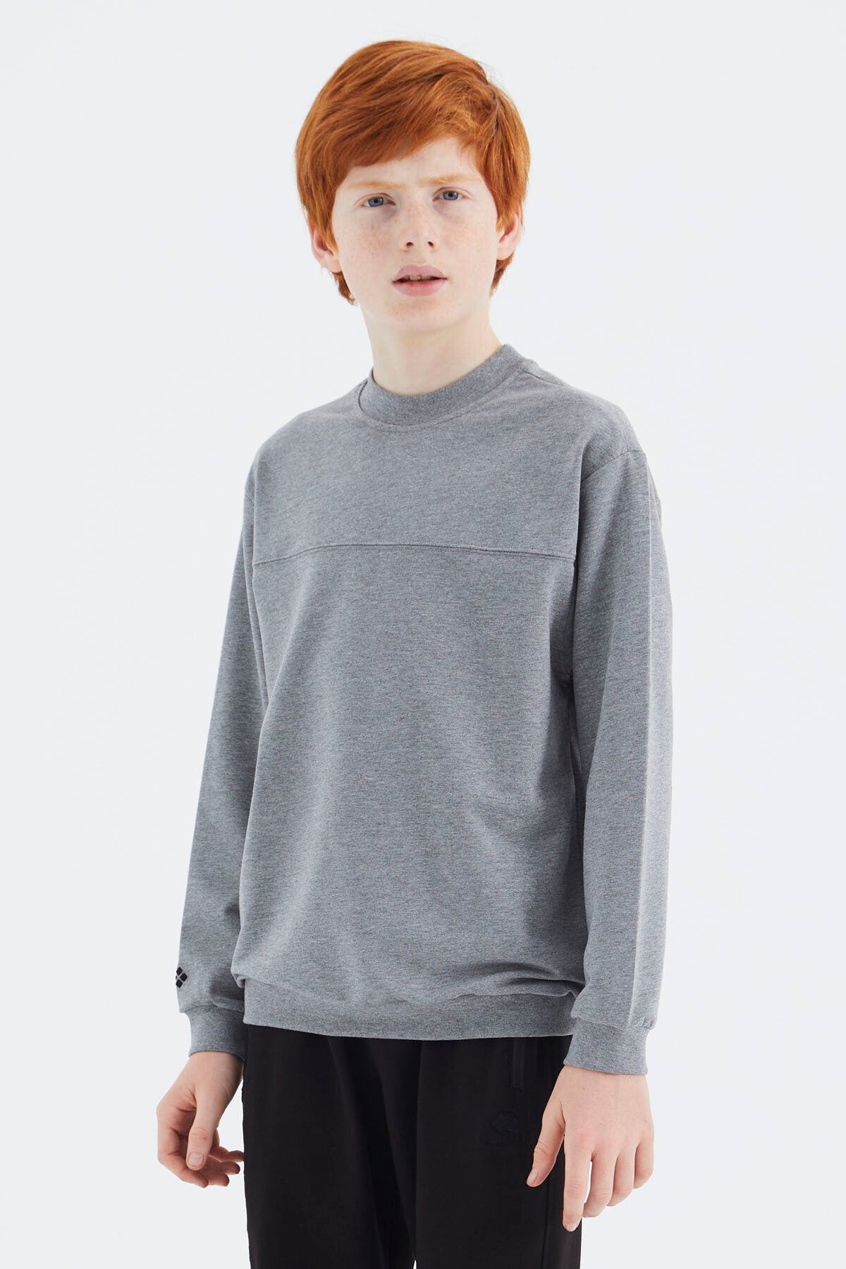 Gri Melanj Basic Erkek Çocuk Sweatshirt - 11173