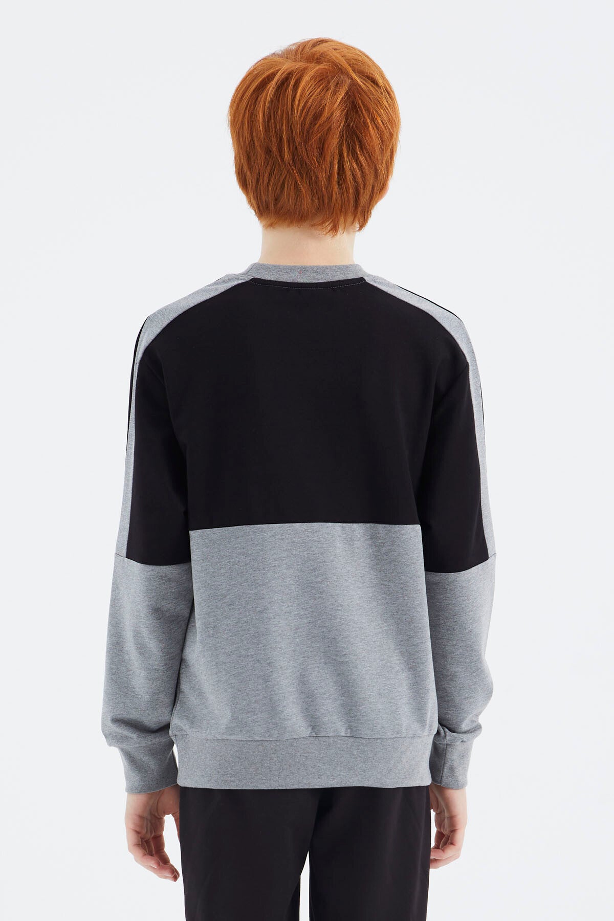 Gri Melanj Basic O Yaka Erkek Çocuk Sweatshirt - 11182