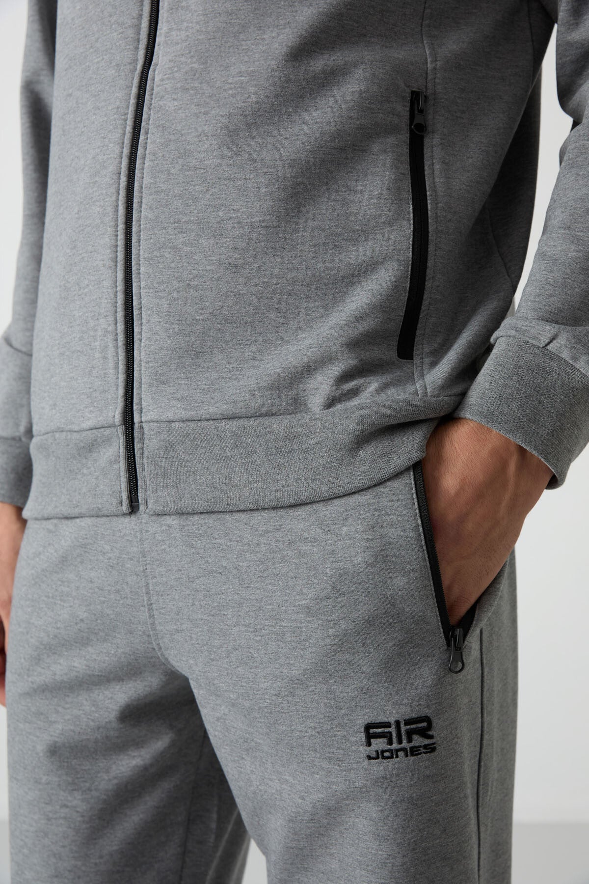 Troy Gri Melanj Standart Kalıp Erkek Eşofman Takım - 85196