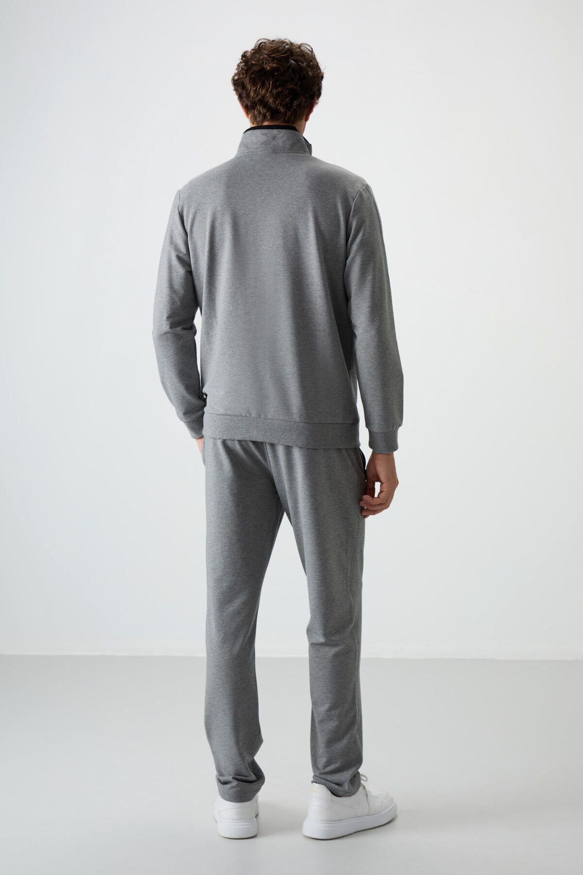 Troy Gri Melanj Standart Kalıp Erkek Eşofman Takım - 85196