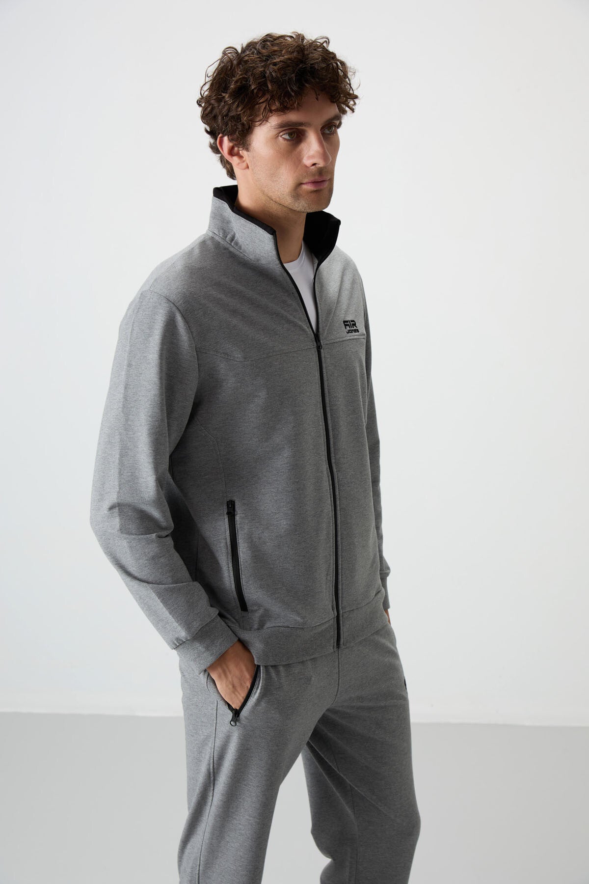 Troy Gri Melanj Standart Kalıp Erkek Eşofman Takım - 85196