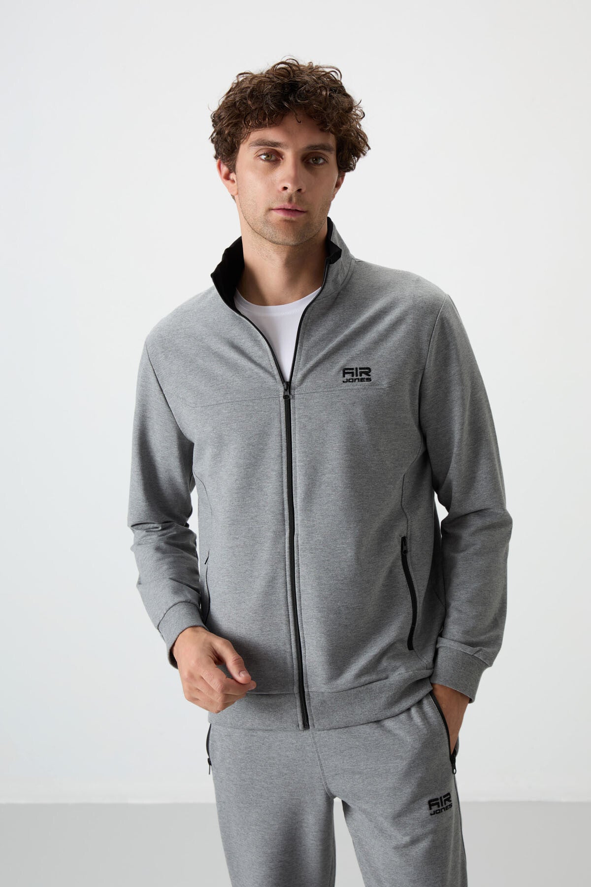 Troy Gri Melanj Standart Kalıp Erkek Eşofman Takım - 85196