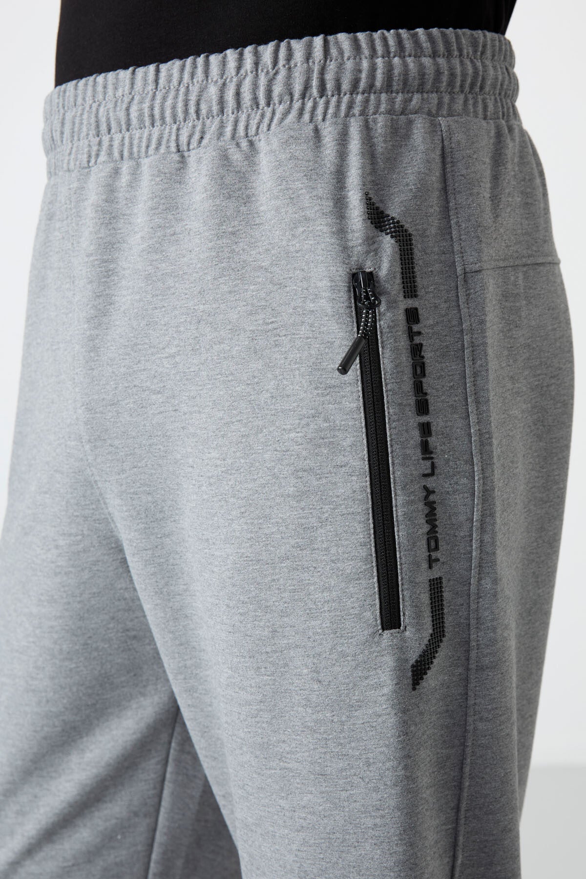 Gri Melanj Fermuar Cepli Standart Kalıp Klasik Paça Erkek Kapri - 83091