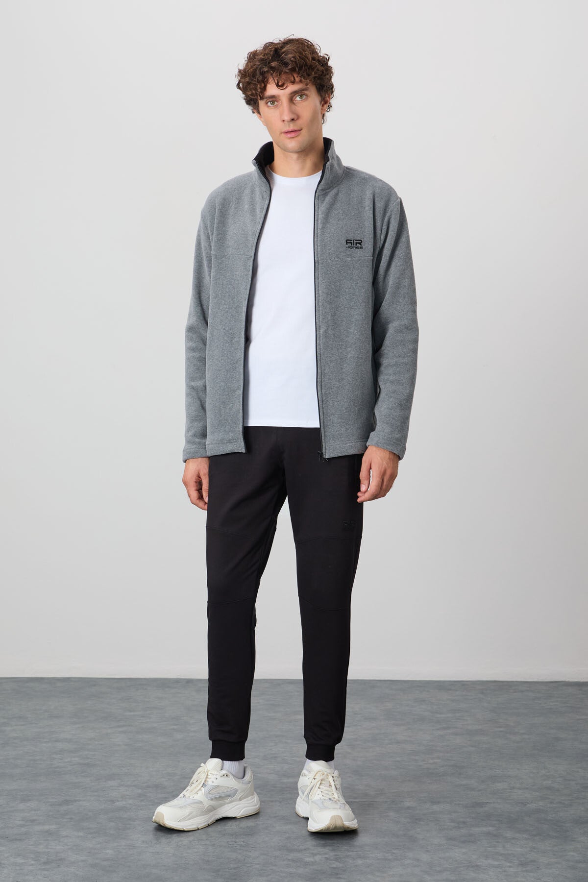 Hardy Gri Melanj Standart Kalıp Polar Erkek Sweatshirt - 88299