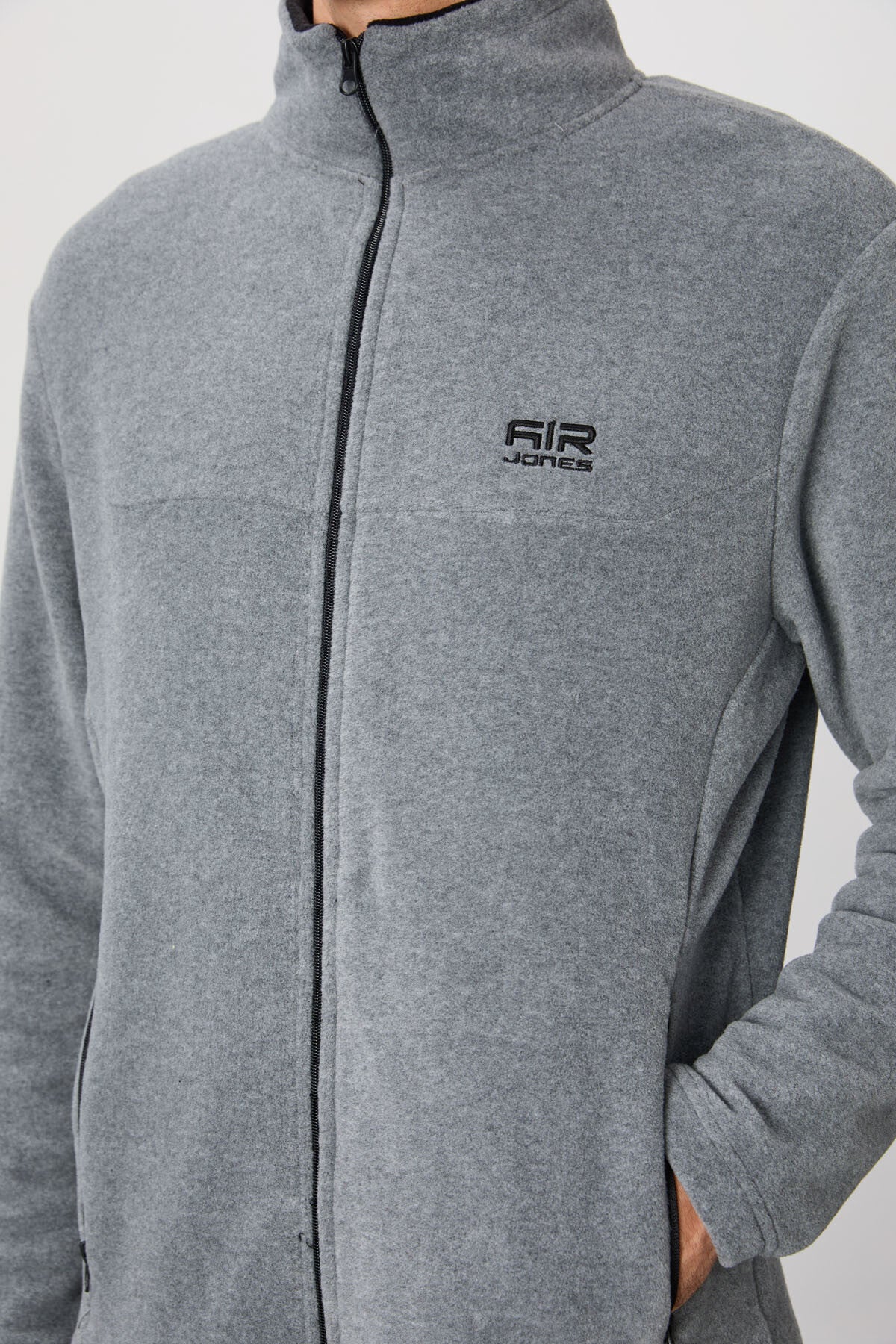 Hardy Gri Melanj Standart Kalıp Polar Erkek Sweatshirt - 88299
