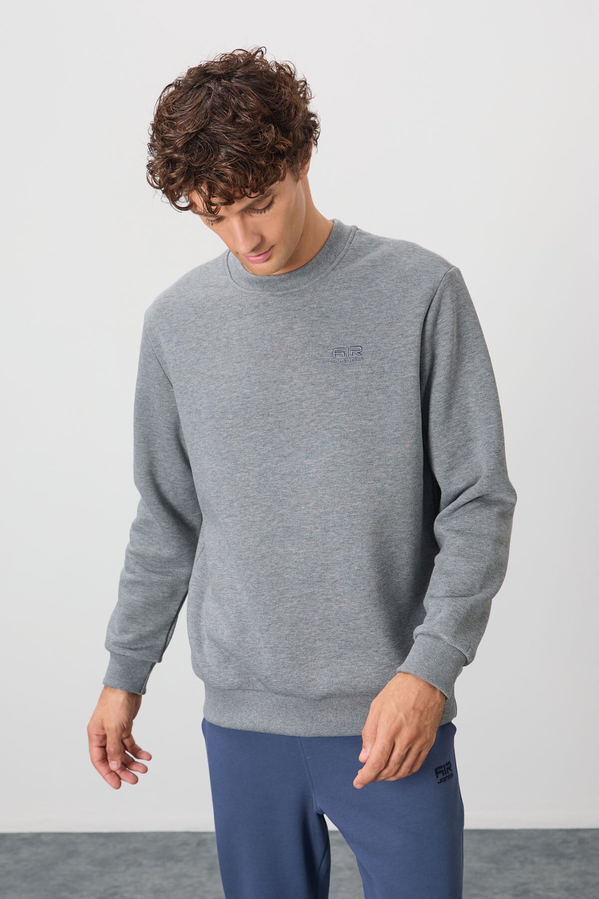 Omar Gri Melanj Şardonlu Erkek Sweatshirt - 88137
