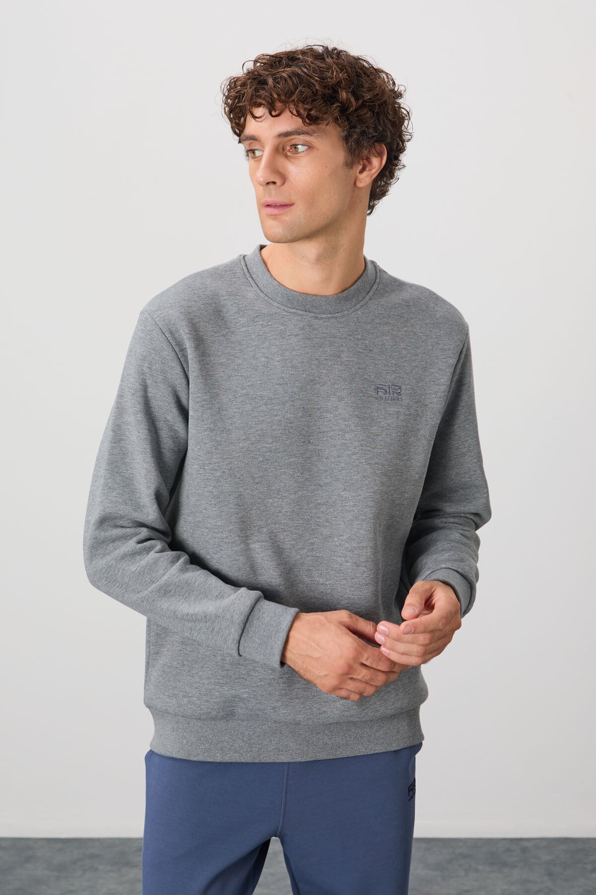 Omar Gri Melanj Şardonlu Erkek Sweatshirt - 88137