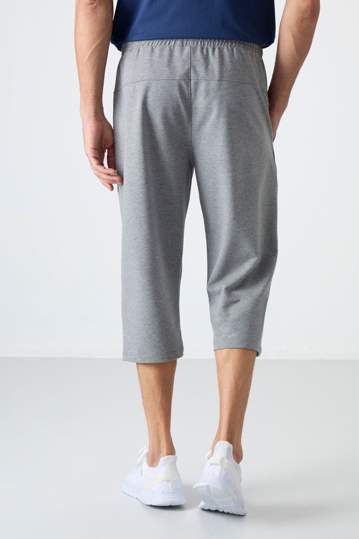 Gri Melanj Ön Cep Detaylı Standart Kalıp Klasik Paça Erkek Kapri - 83092