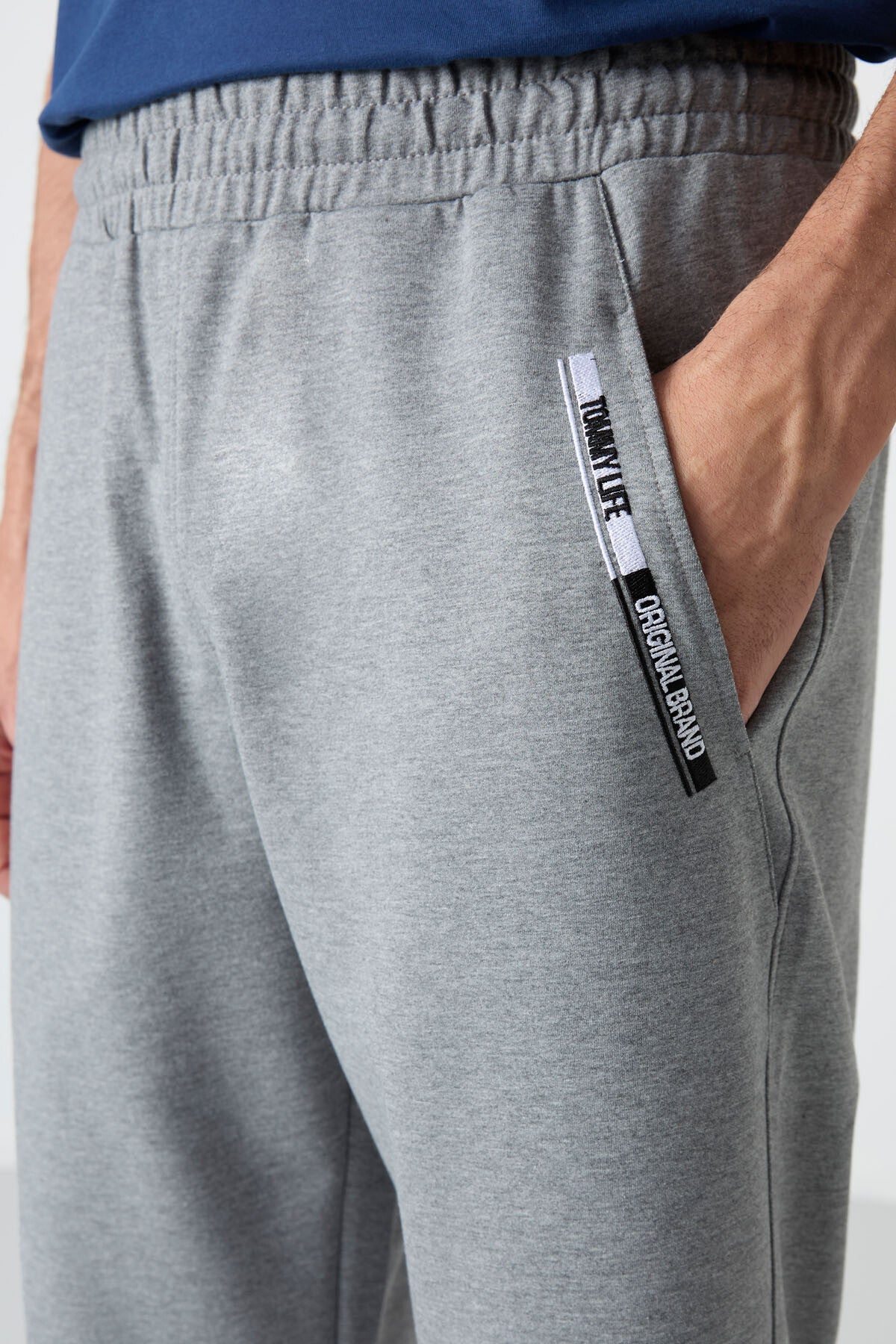 Gri Melanj Ön Cep Detaylı Standart Kalıp Klasik Paça Erkek Kapri - 83092