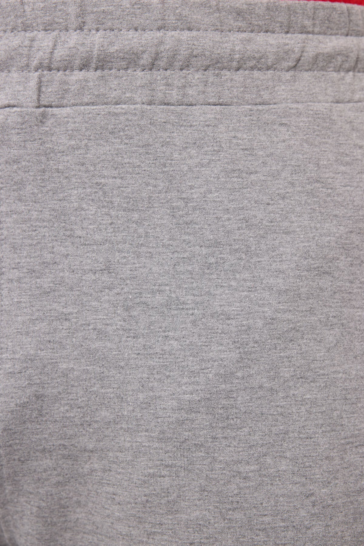 Gri Melanj - Siyah Fermuar Cepli Dar Kalıp Klasik Paça Erkek Eşofman Alt - 84649