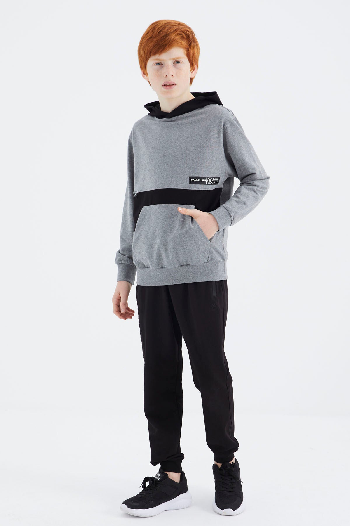 Gri Melanj Standart Kalıp Erkek Çocuk Sweatshirt - 11179