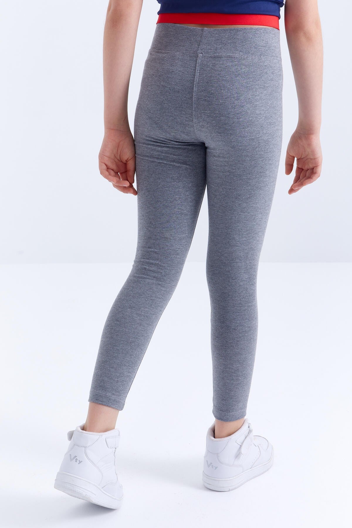 Gri Melanj Yüksek Bel Dar Paça Kız Çocuk Tayt - 75047