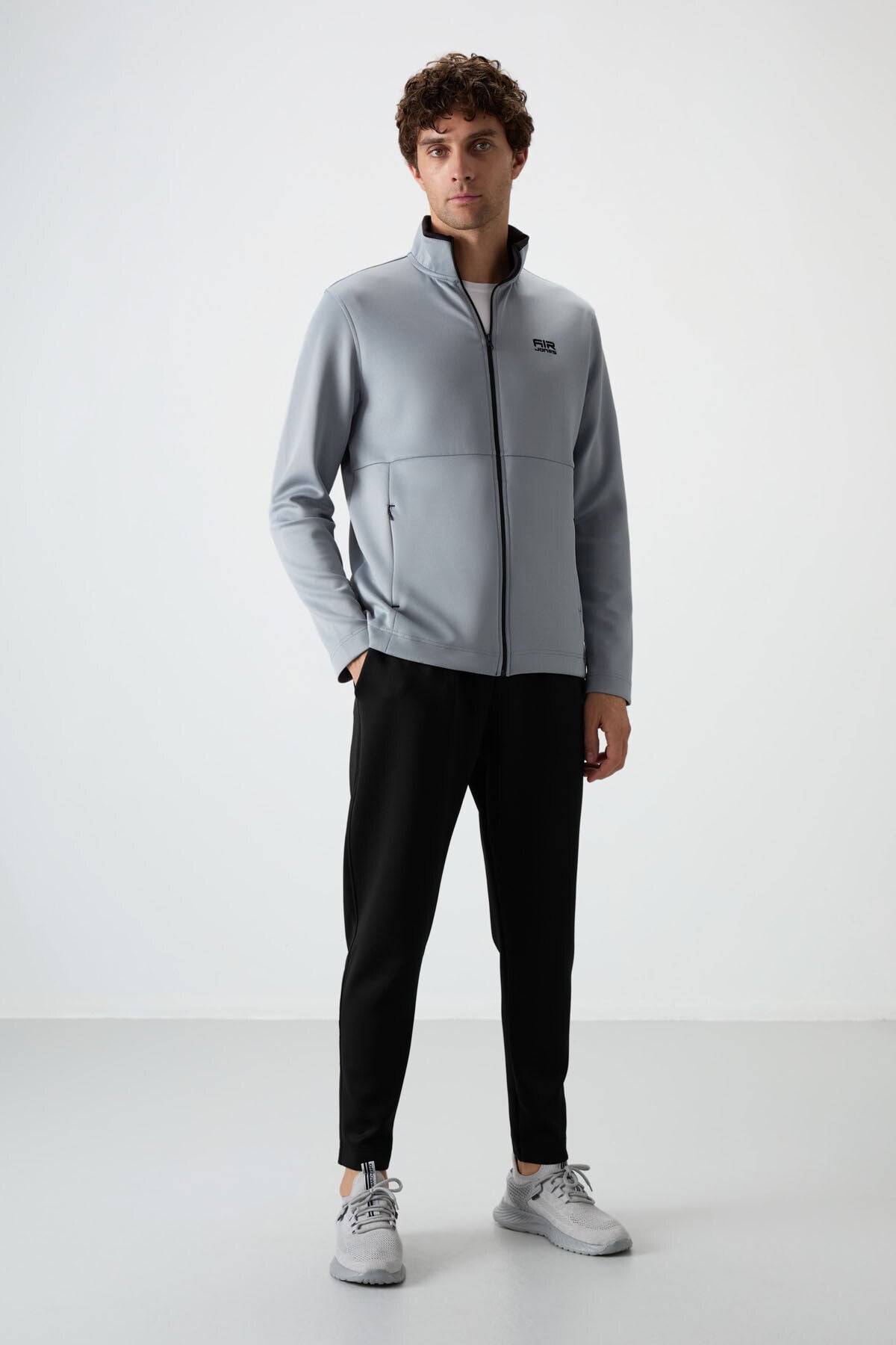 Bran Gri - Siyah Scuba Kumaş Erkek Eşofman Takım - 85199