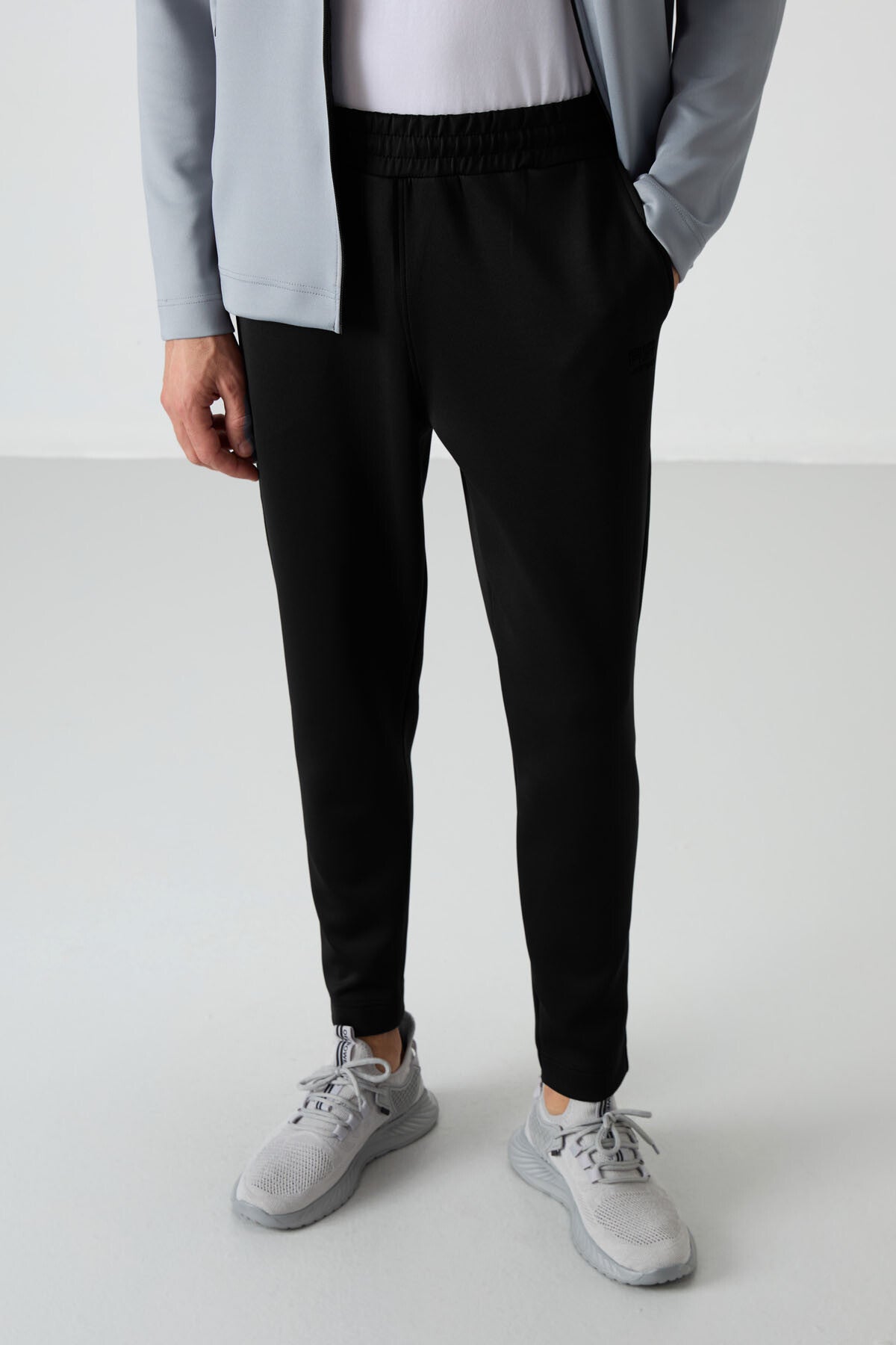 Bran Gri - Siyah Scuba Kumaş Erkek Eşofman Takım - 85199