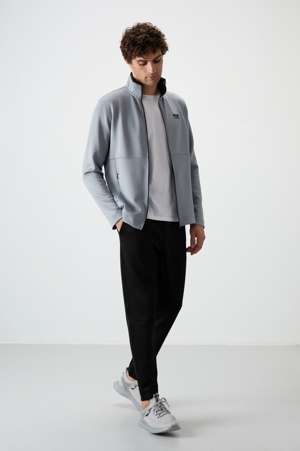 Bran Gri - Siyah Scuba Kumaş Erkek Eşofman Takım - 85199