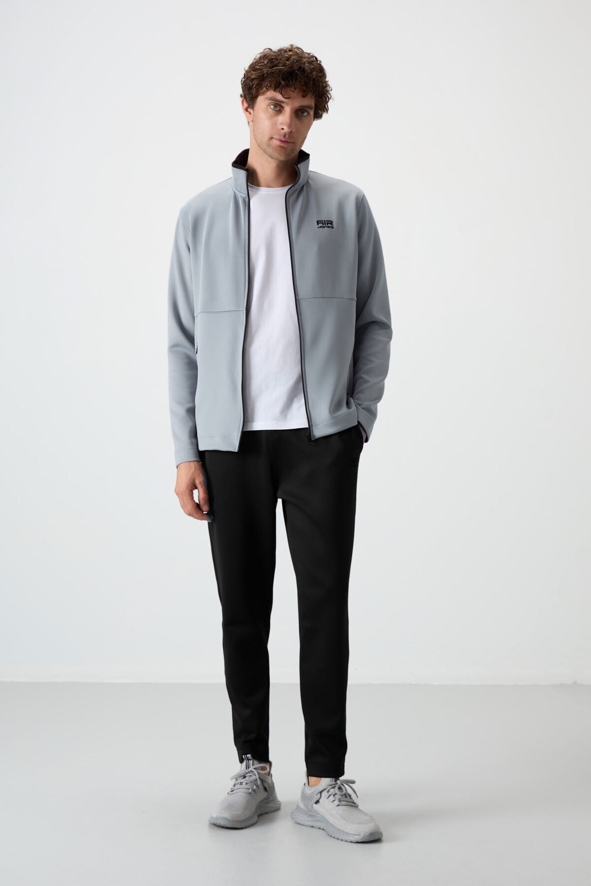 Bran Gri - Siyah Scuba Kumaş Erkek Eşofman Takım - 85199