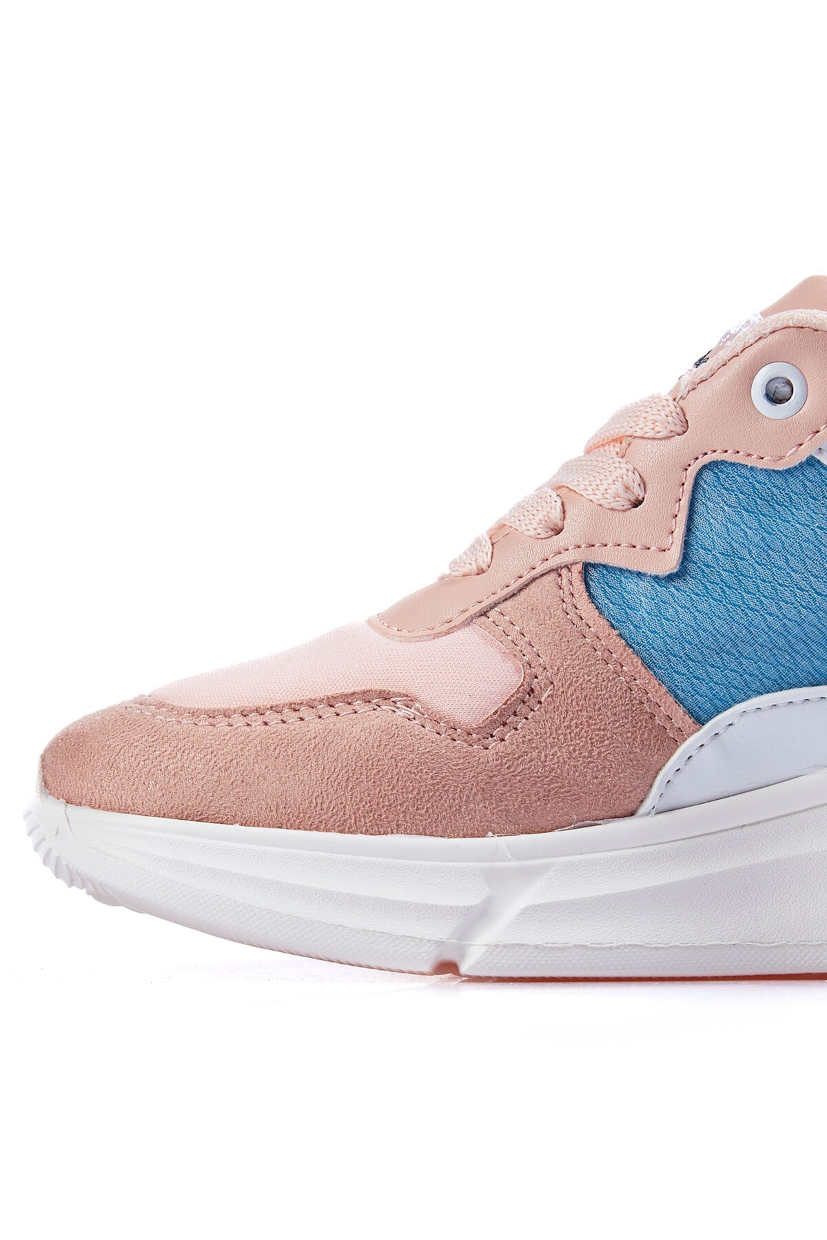 Gül Kurusu Bağcıklı Yüksek Taban File Detaylı Renkli Kadın Spor Ayakkabı - 89203