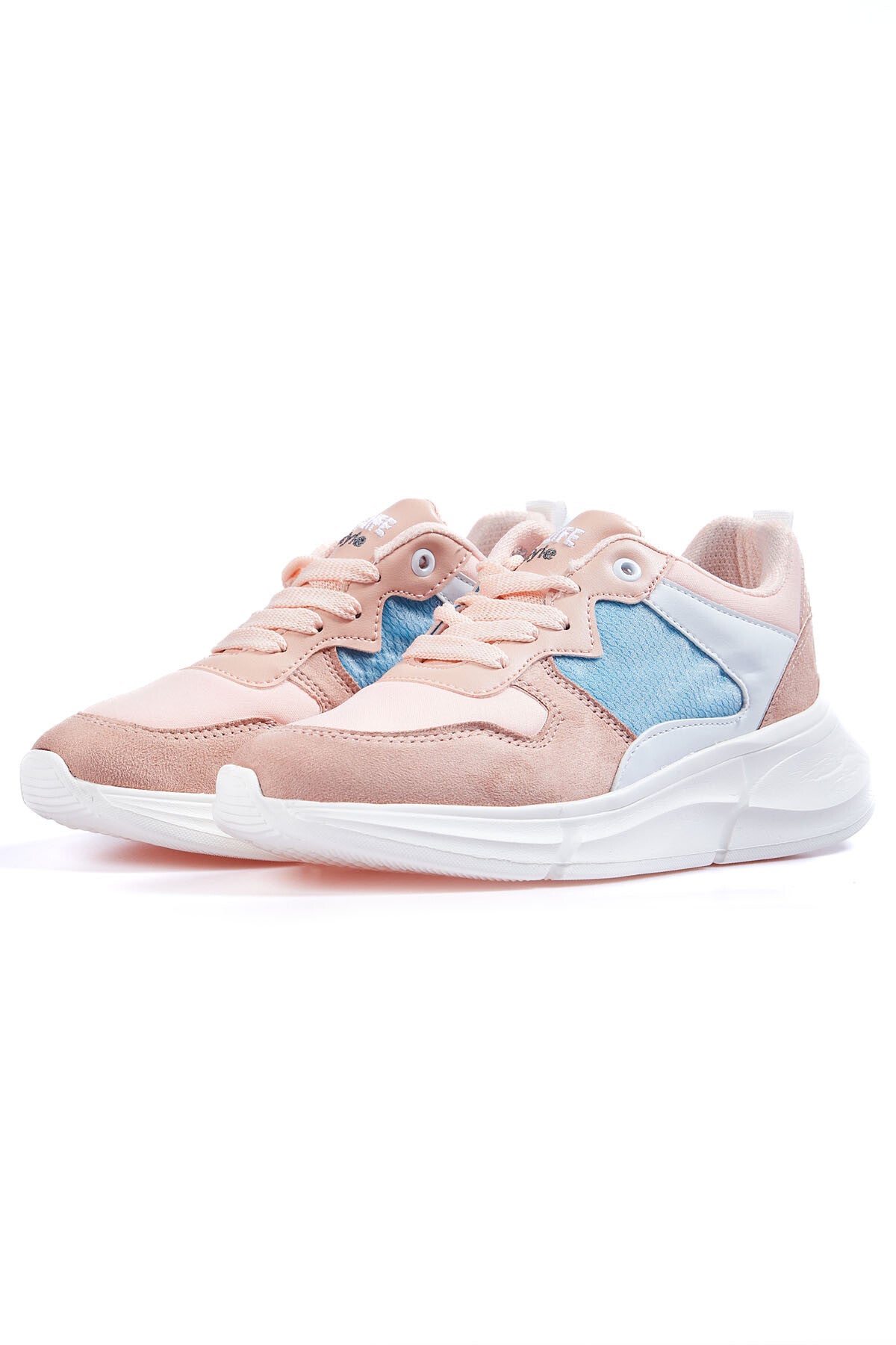 Gül Kurusu Bağcıklı Yüksek Taban File Detaylı Renkli Kadın Spor Ayakkabı - 89203