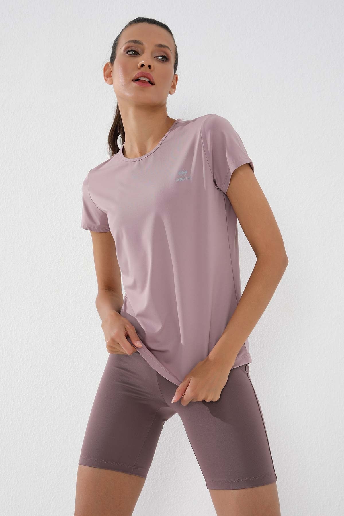 Gül Kurusu Basic Kısa Kol Standart Kalıp O Yaka Kadın T-Shirt - 97144