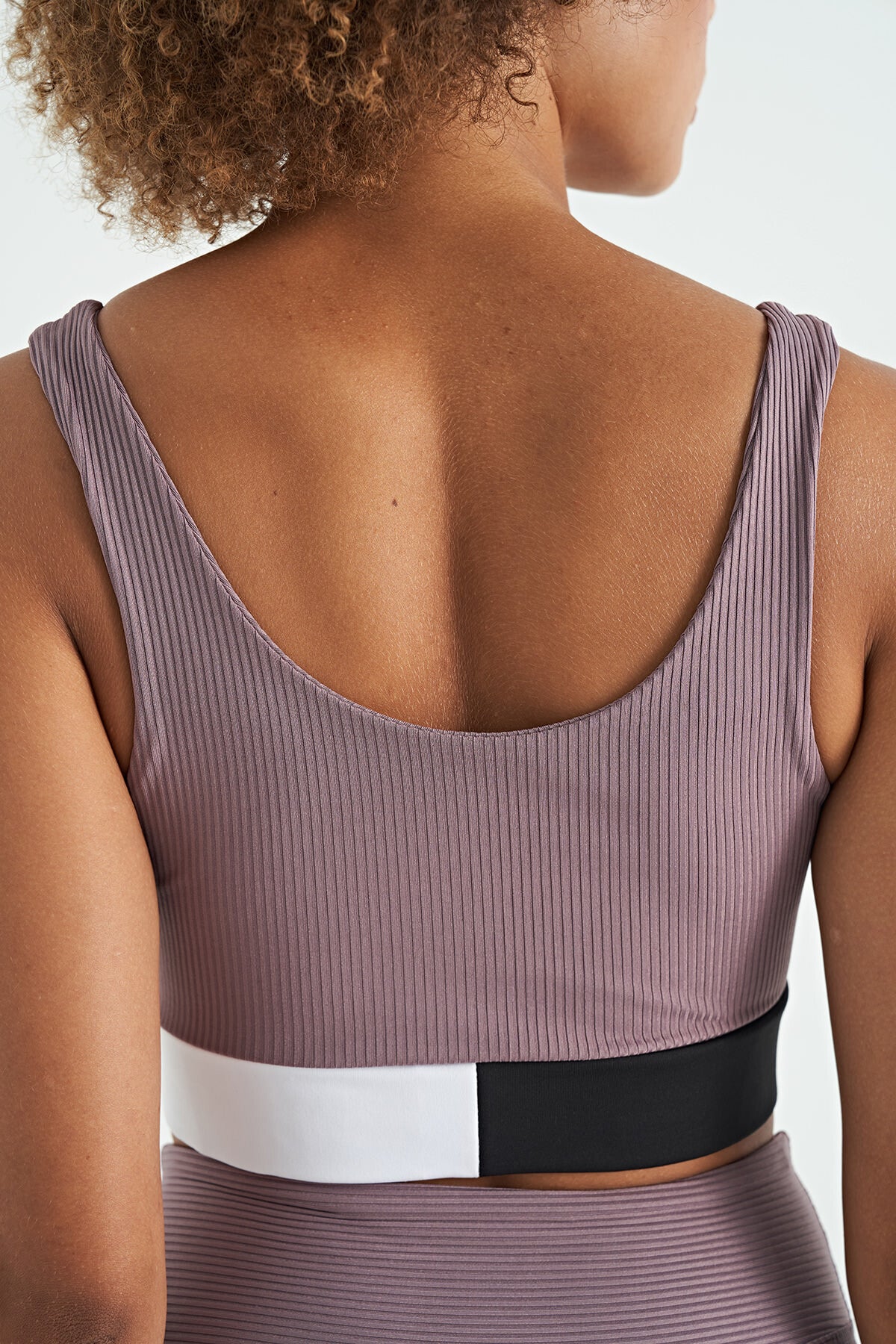 Gül Kurusu Renk Bloklu Logo Baskılı Dar Kalıp Fitilli Kadın Büstiyer - 97275