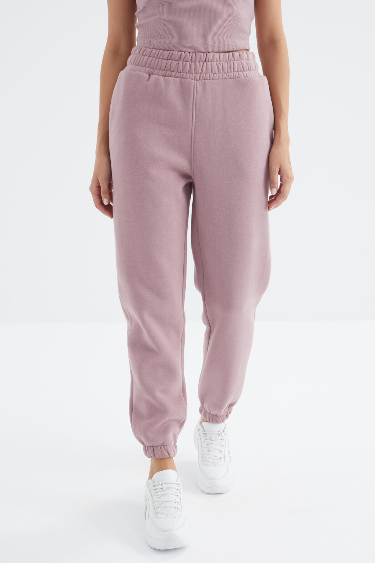 Gül Kurusu Yüksek Bel Rahat Form Basic Jogger Kadın Eşofman Alt - 94624
