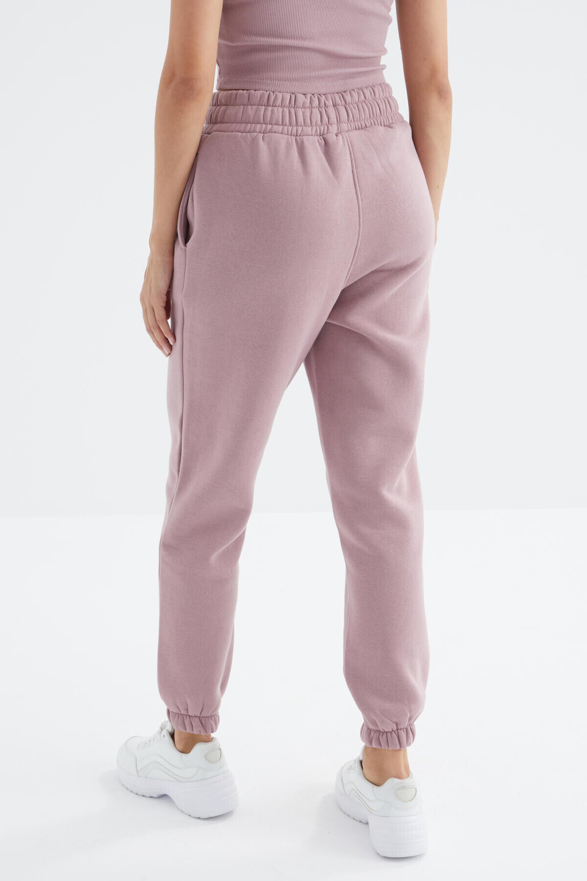 Gül Kurusu Yüksek Bel Rahat Form Basic Jogger Kadın Eşofman Alt - 94624