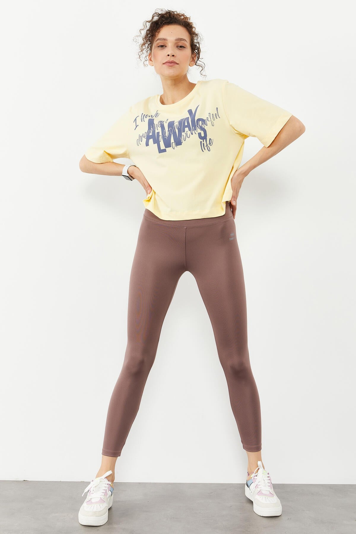 Gül Kurusu Yüksek Bel Streç Slim Fit Dar Paça Kadın Tayt - 94545