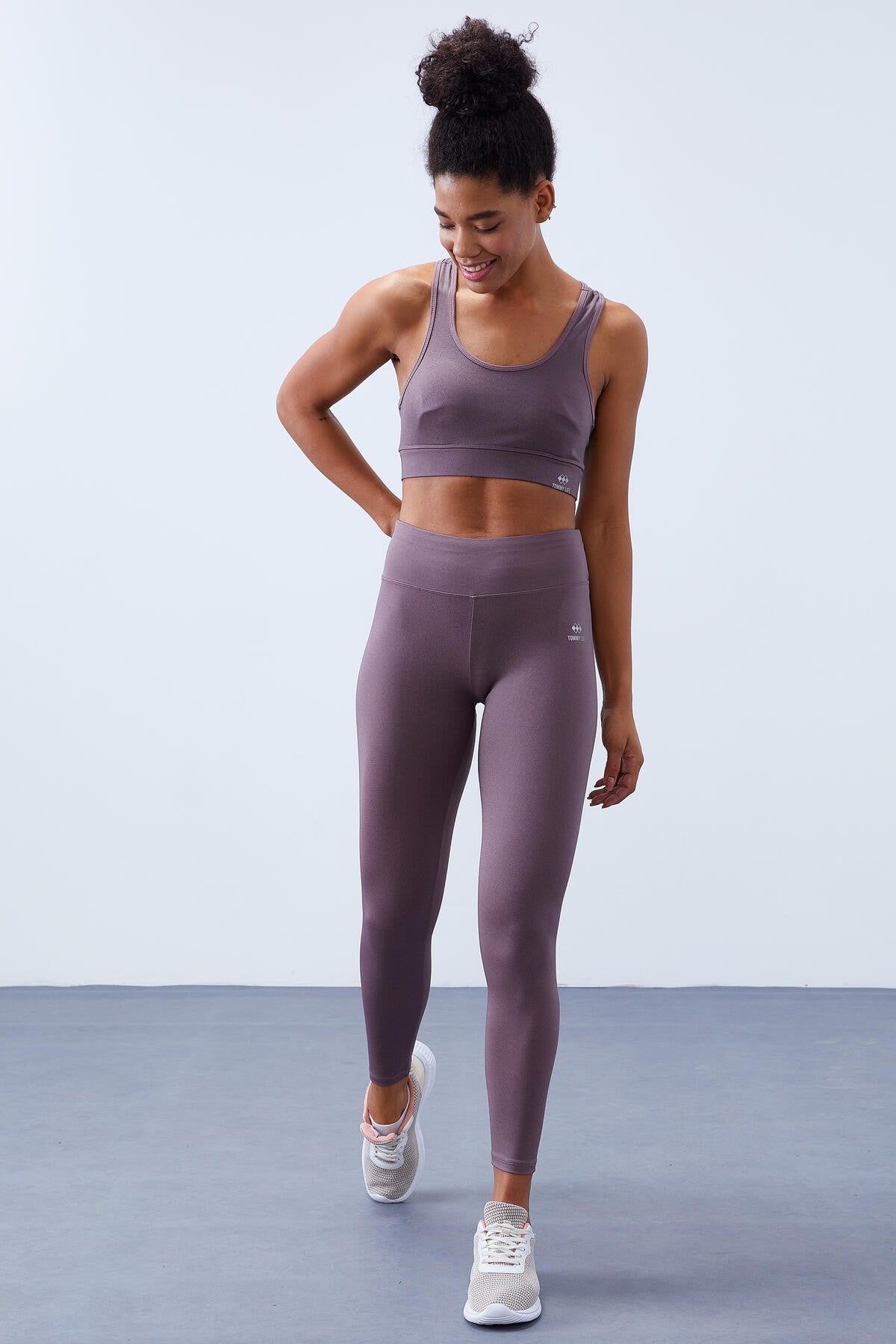 Gül Kurusu Yüksek Bel Toparlayıcılı Sırt Detaylı Slim Fit Büstiyer Kadın Tayt Takım - 95281