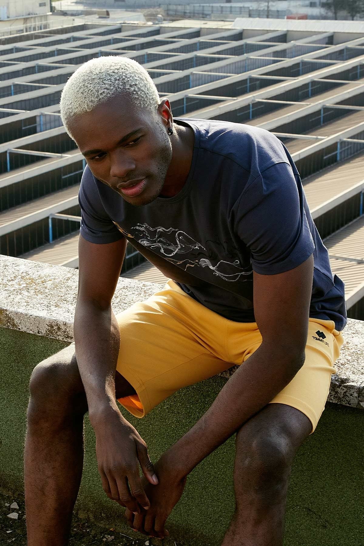 Hardal Tek Fermuar Cep Detaylı Bağcıklı Standart Kalıp Erkek Şort - 81202