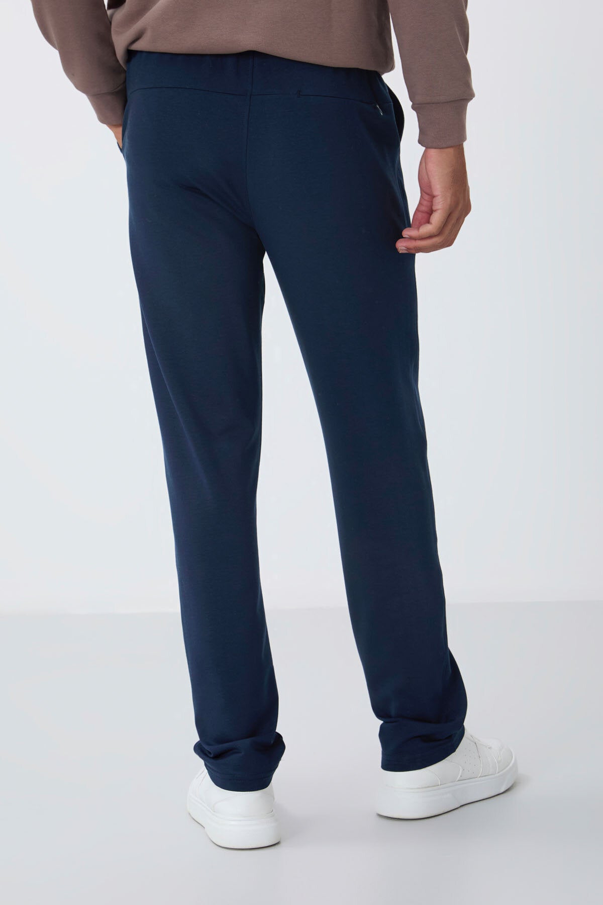 İndigo Bağcıklı Cepli Standart Kalıp Klasik Paça Erkek Eşofman Alt - 84682