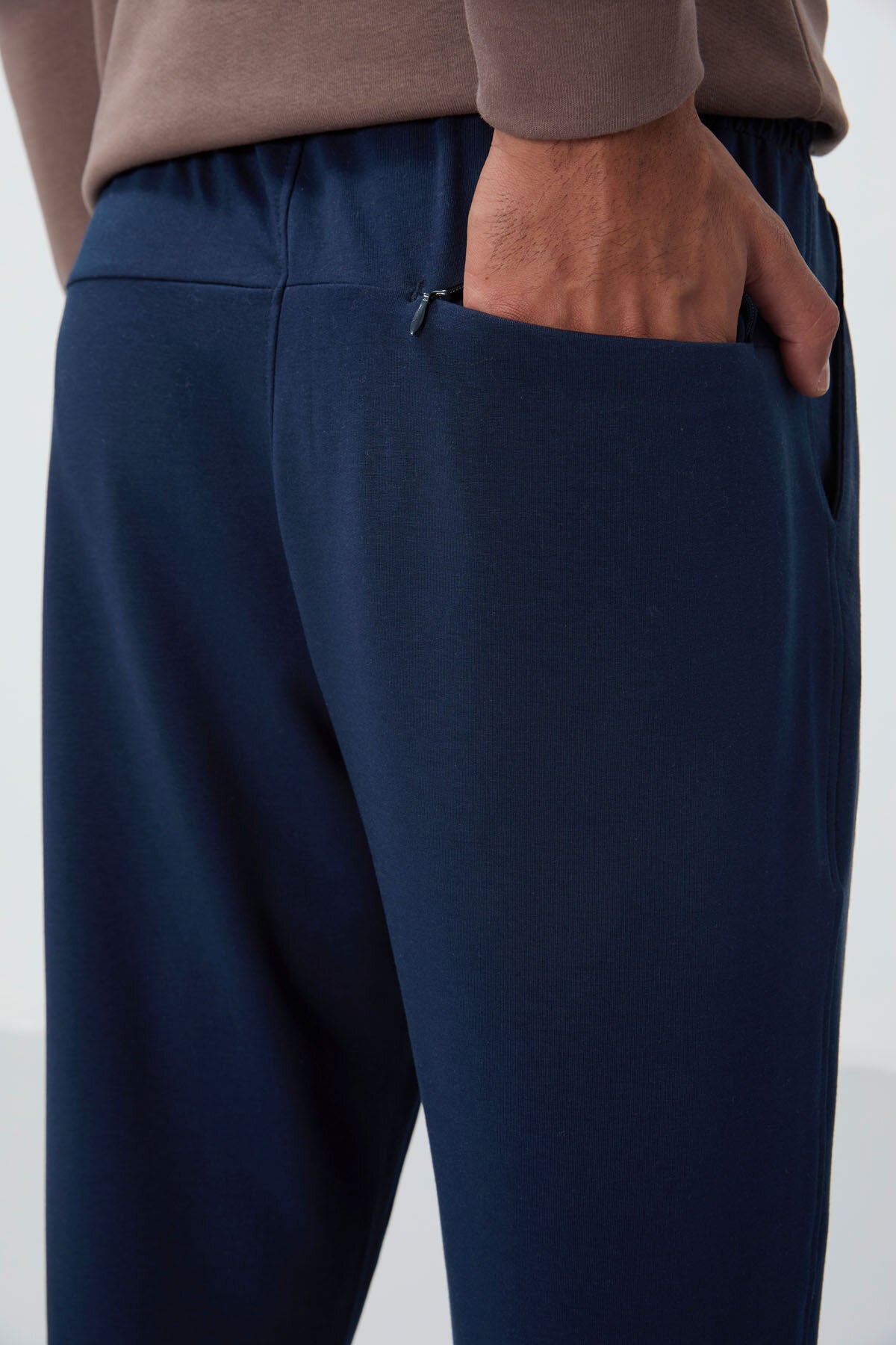 İndigo Bağcıklı Cepli Standart Kalıp Klasik Paça Erkek Eşofman Alt - 84682