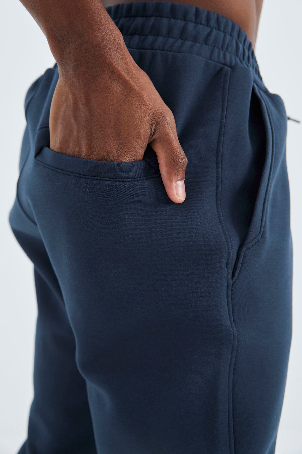 İndigo Bağcıklı Ön Dikiş Detaylı Standart Kalıp Erkek Eşofman Alt - 84994