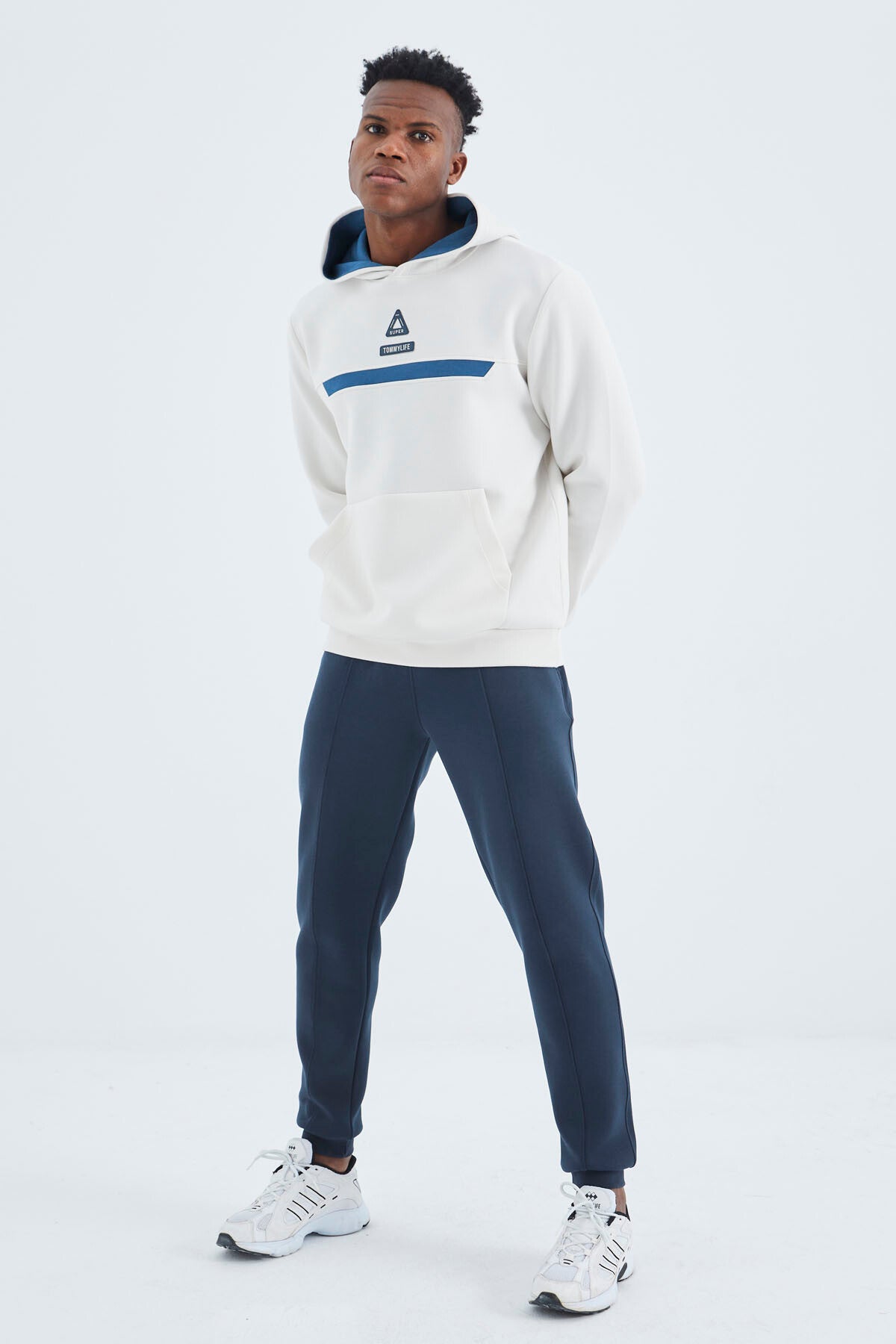 İndigo Bağcıklı Ön Dikiş Detaylı Standart Kalıp Erkek Eşofman Alt - 84994