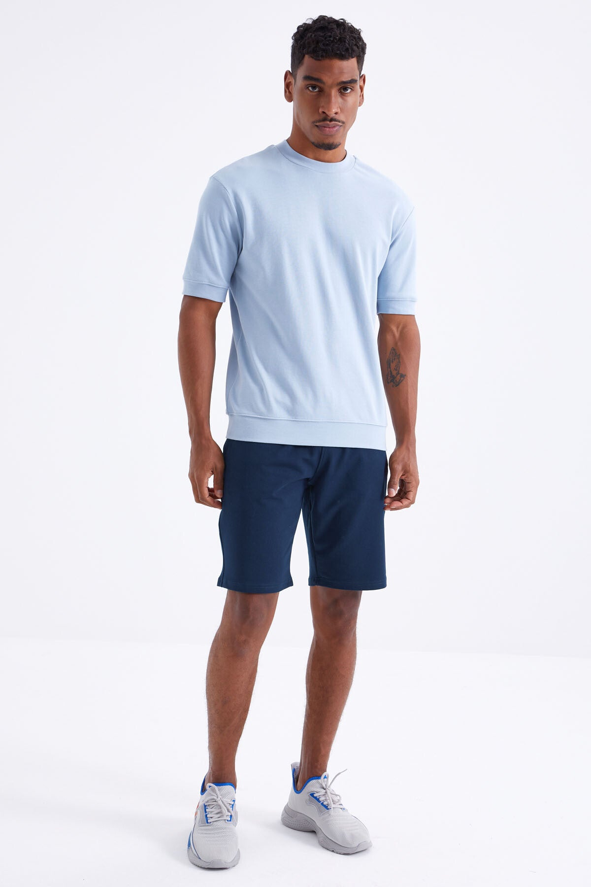 İndigo Bağcıklı Standart Kalıp Basic Erkek Şort - 81212