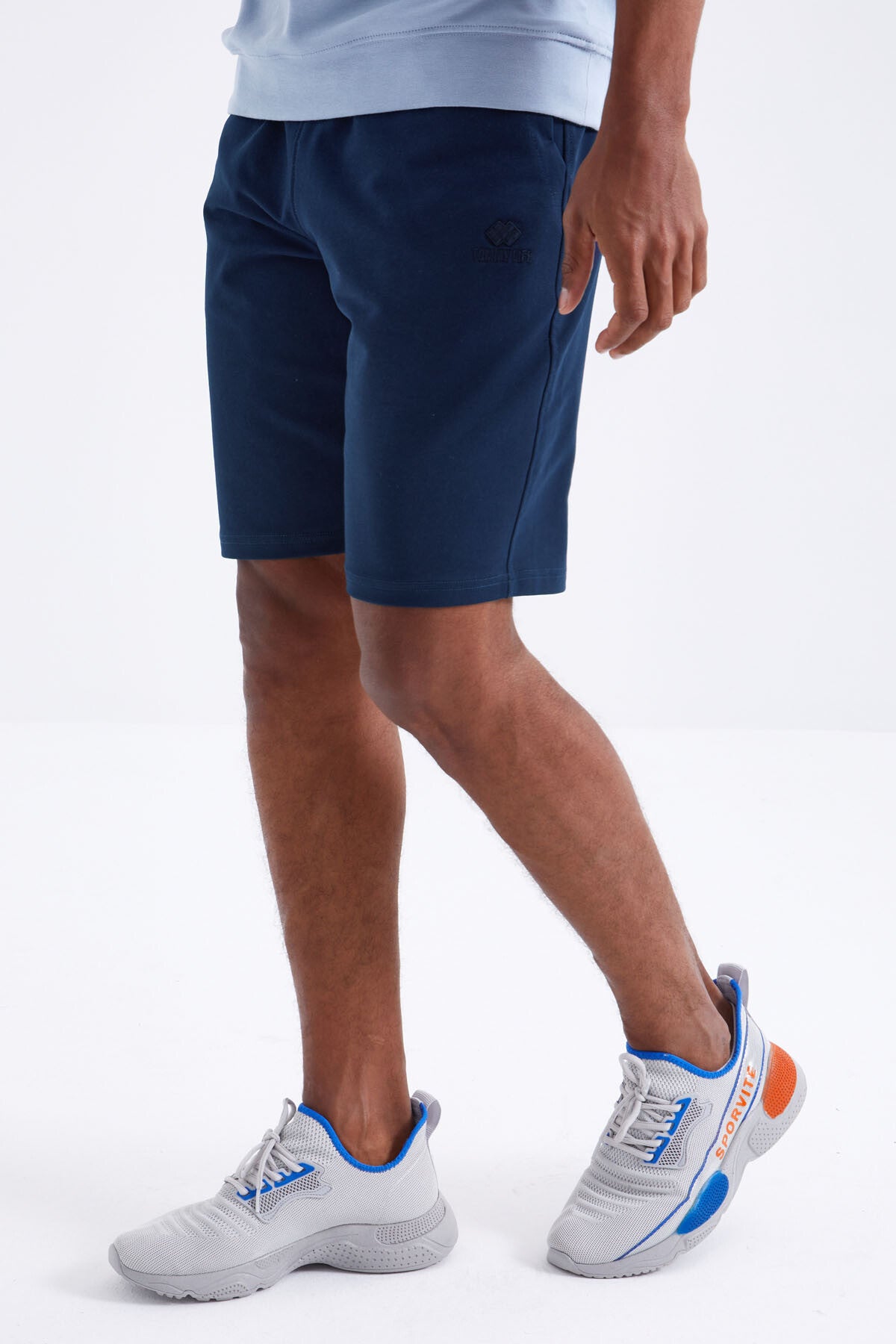 İndigo Bağcıklı Standart Kalıp Basic Erkek Şort - 81212