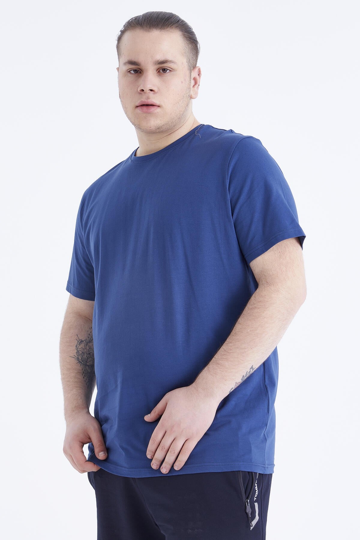 İndigo Basic Kısa Kol O Yaka Büyük Beden Erkek T-Shirt - 88072