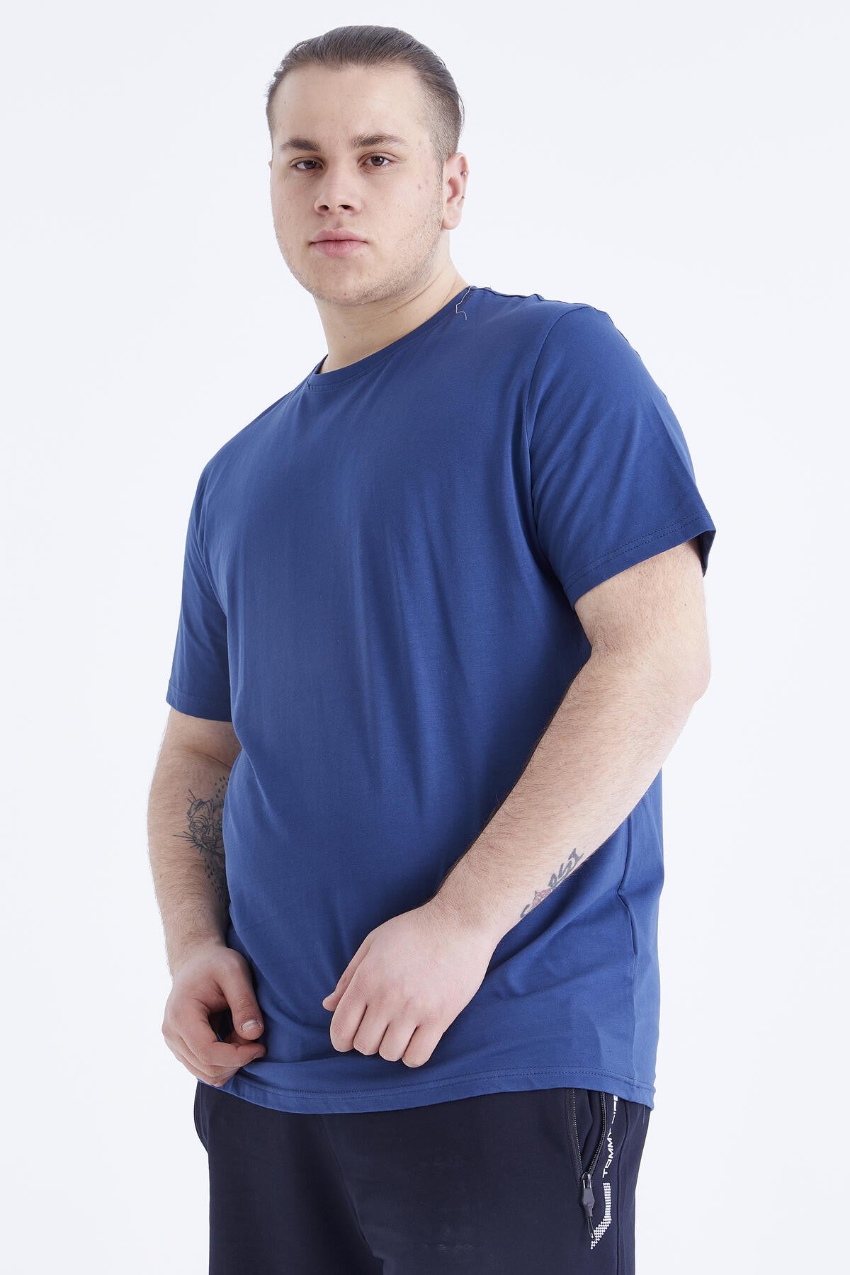 İndigo Basic Kısa Kol O Yaka Büyük Beden Erkek T-Shirt - 88072