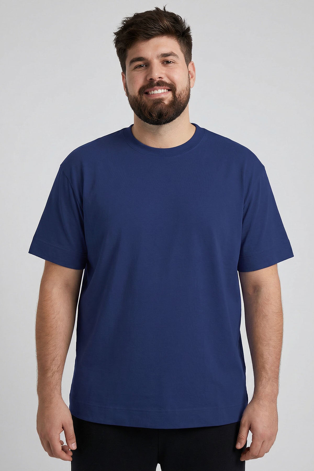 İndigo Basic Kısa Kol O Yaka Büyük Beden Erkek T-Shirt - 88072