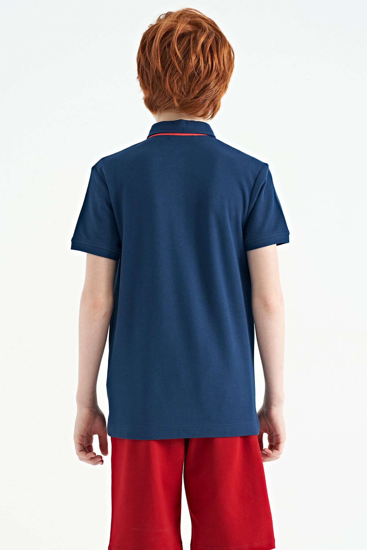 İndigo Baskı Detaylı Standart Kalıp Polo Yaka Erkek Çocuk T-Shirt - 11140