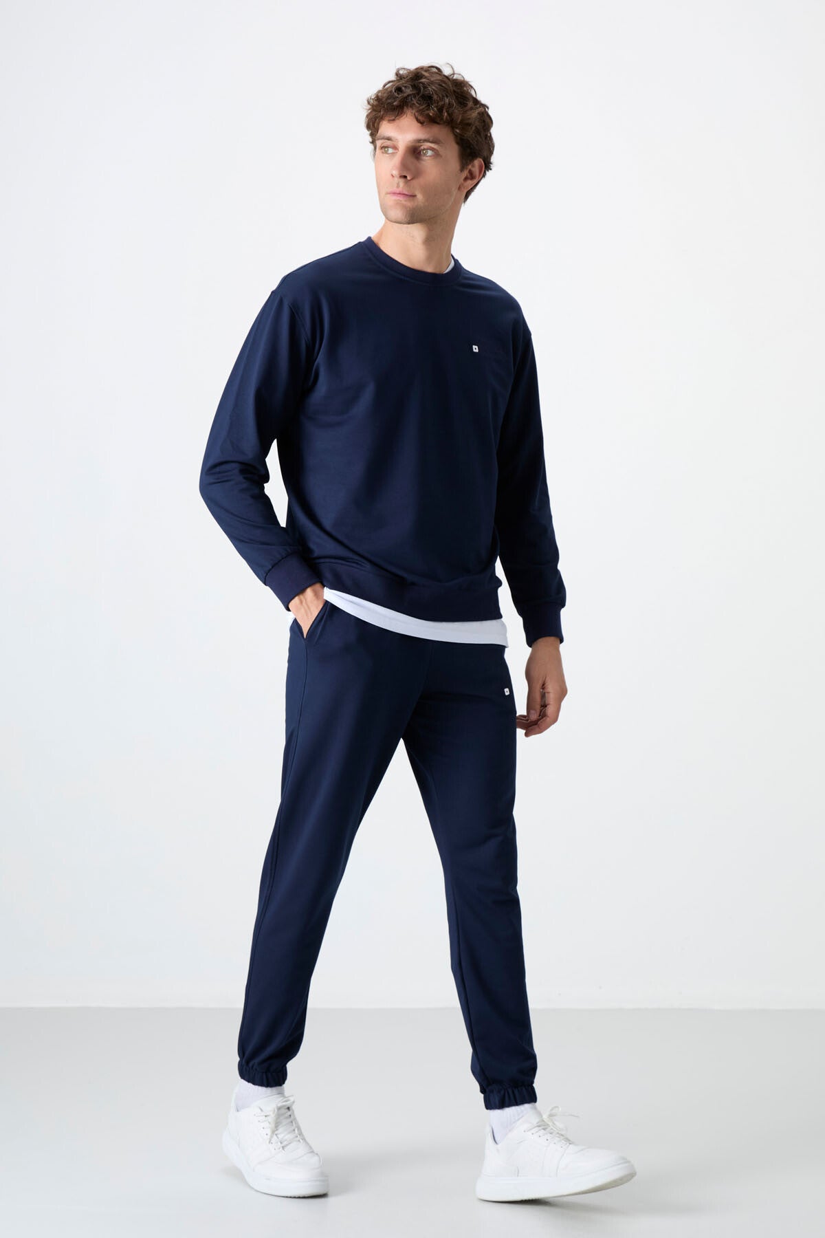 İndigo Casual O Yaka Lastik Paça Pamuklu Erkek Oversize Eşofman Takımı - 85120