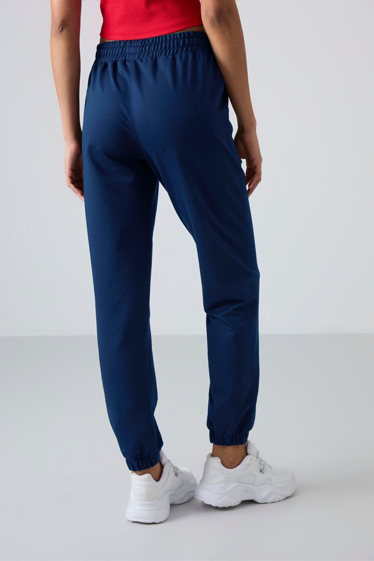 İndigo Cepli Yüksek Bel Rahat Form Lastik Paça Kadın Eşofman Alt - 94583