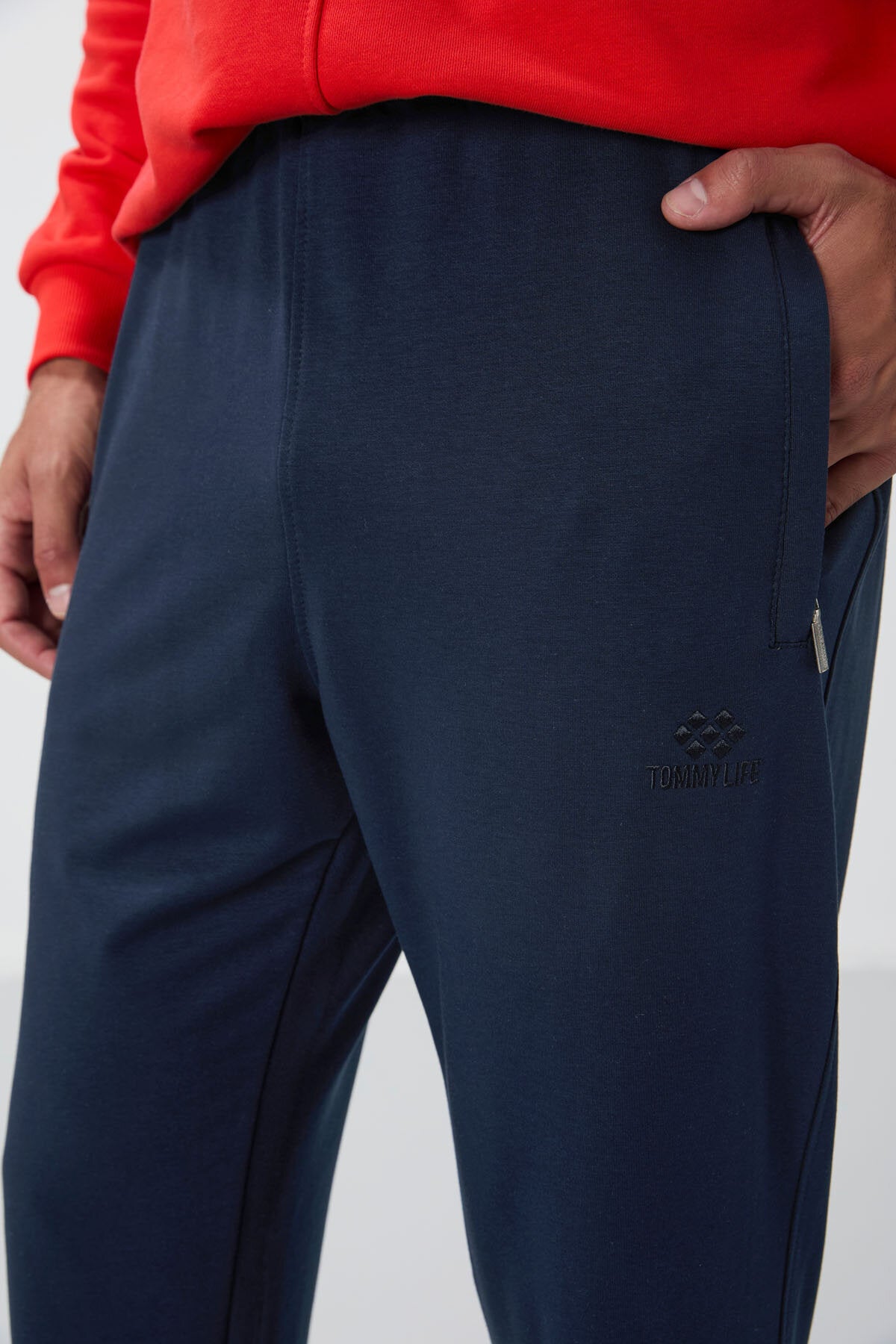 İndigo Fermuar Cepli Dar Kalıp Klasik Paça Erkek Eşofman Alt - 84669