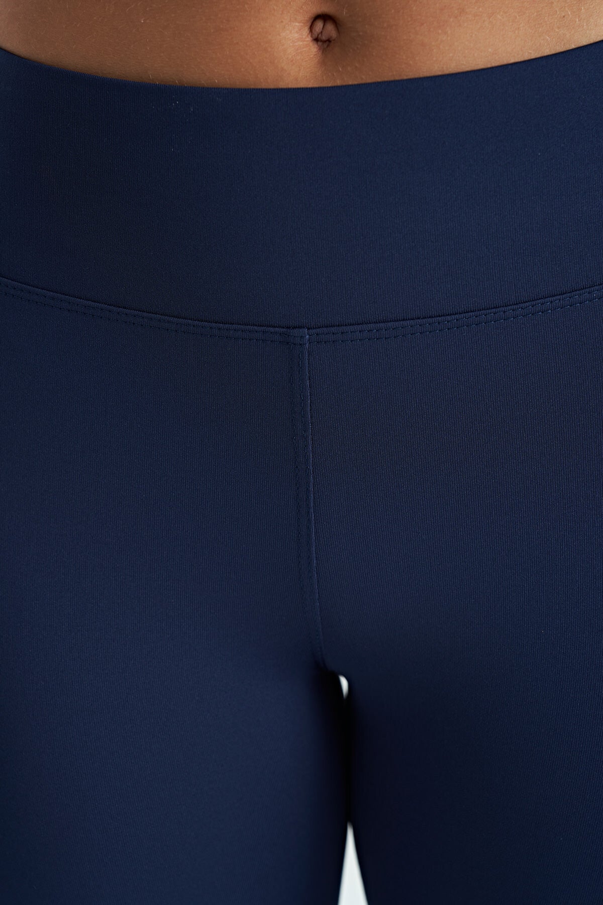 İndigo Logo Baskı Detaylı Yüksek Bel Dalgıç Kumaş Slim Fit Kadın Tayt - 94627