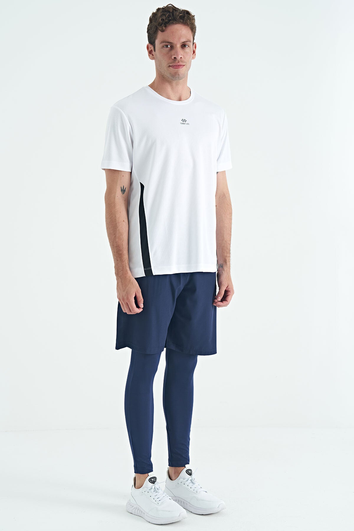 İndigo Logo Baskılı Yüksek Bel Slim Fit Aktif Spor Erkek Tayt - 84989