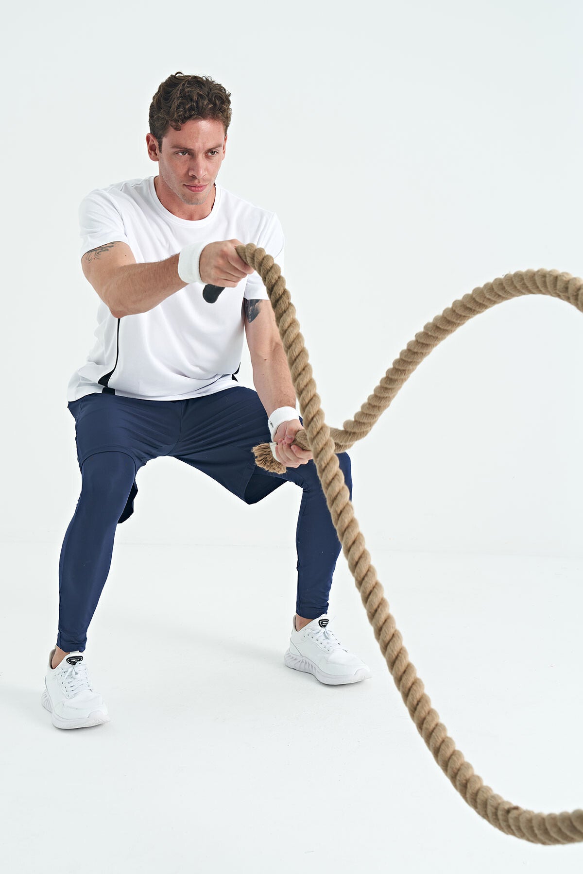 İndigo Logo Baskılı Yüksek Bel Slim Fit Aktif Spor Erkek Tayt - 84989